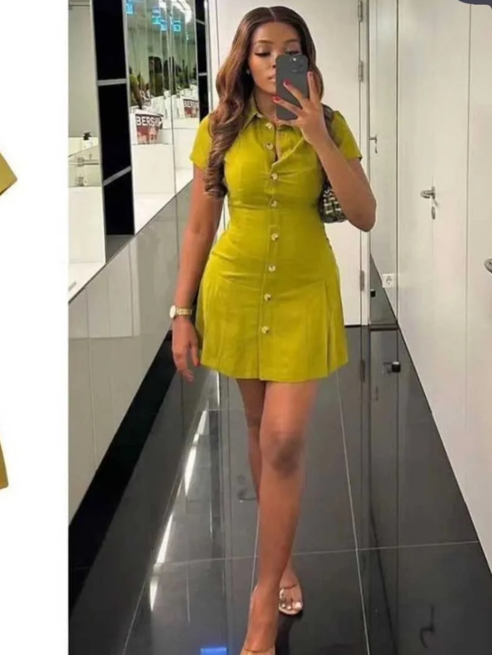 Zara Olive Green Button-Down Mini Dress